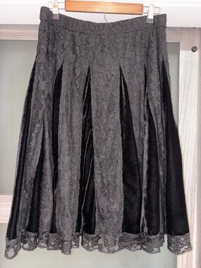 Susan Graver Black Lace & Velvet Circle Skirt